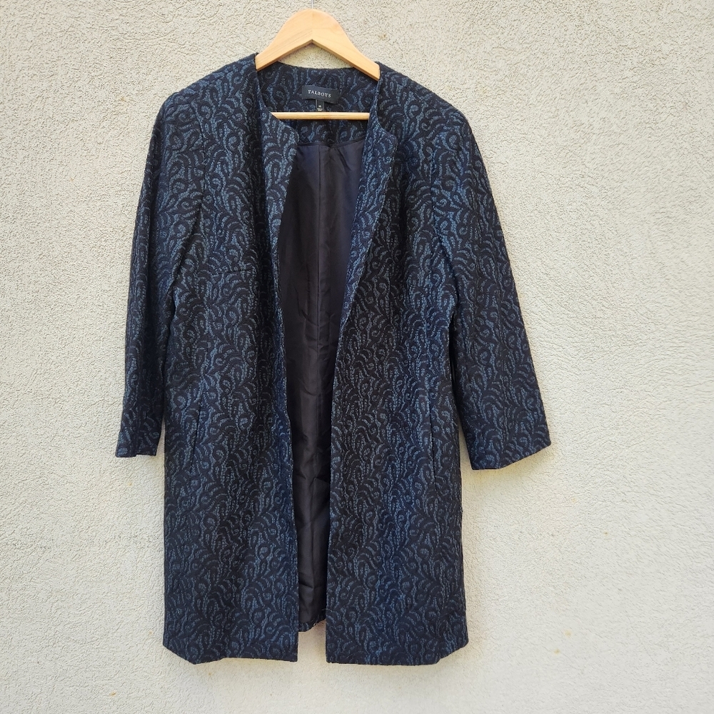 Talbots Coat Women's 16 Emerald Green Lace Overlay Paisley Satin Lined Jacket